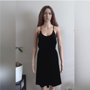 Monk & Lou dress Small black velvet sweetheart lace up back